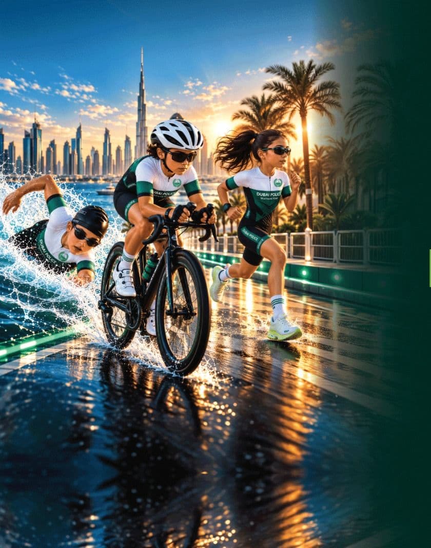 Triathlon students on the promenade
